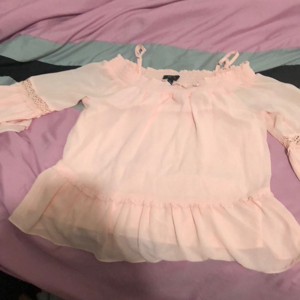 BCX off the shoulder pink shirt